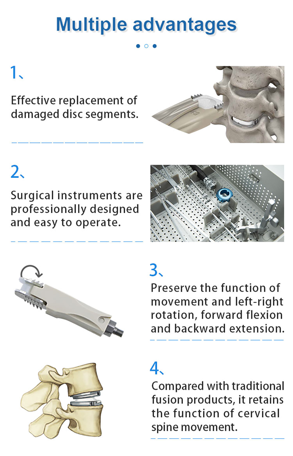椎间盘假体器械包-详情页_04 Juego de instrumentos de disco cervical artificial Kit de reemplazo total de disco (TDR) | XC Medico |