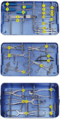Juego de instrumentos para placas de reconstrucci&oacute;n p&eacute;lvica