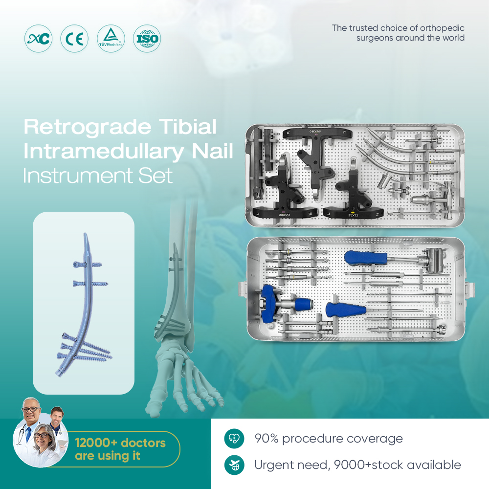Juego de instrumentos para clavo tibial retr&oacute;grado | Kit de fijaci&oacute;n de fracturas de tibia distal | XC Medico | 