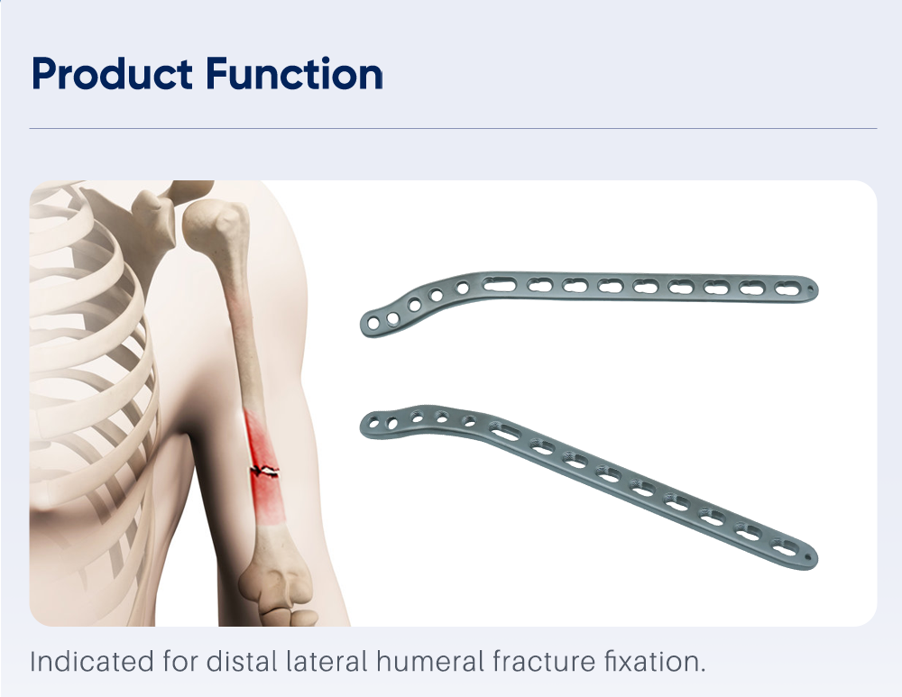 Contorno anat&oacute;mico de la placa para el h&uacute;mero lateral distal y orificios combinados