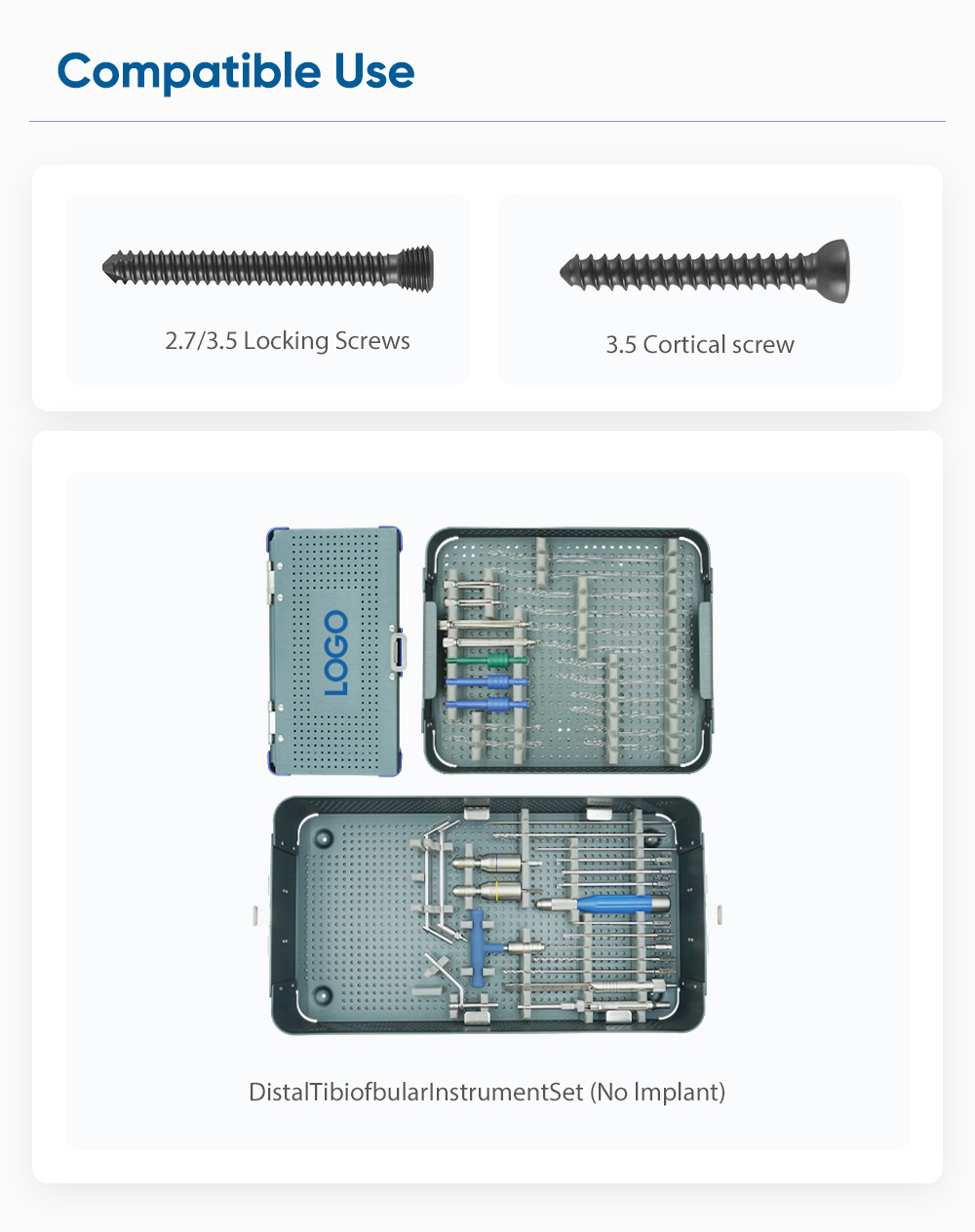 Placa de bloqueo tibioperoneo distal: configuraci&oacute;n completa del producto