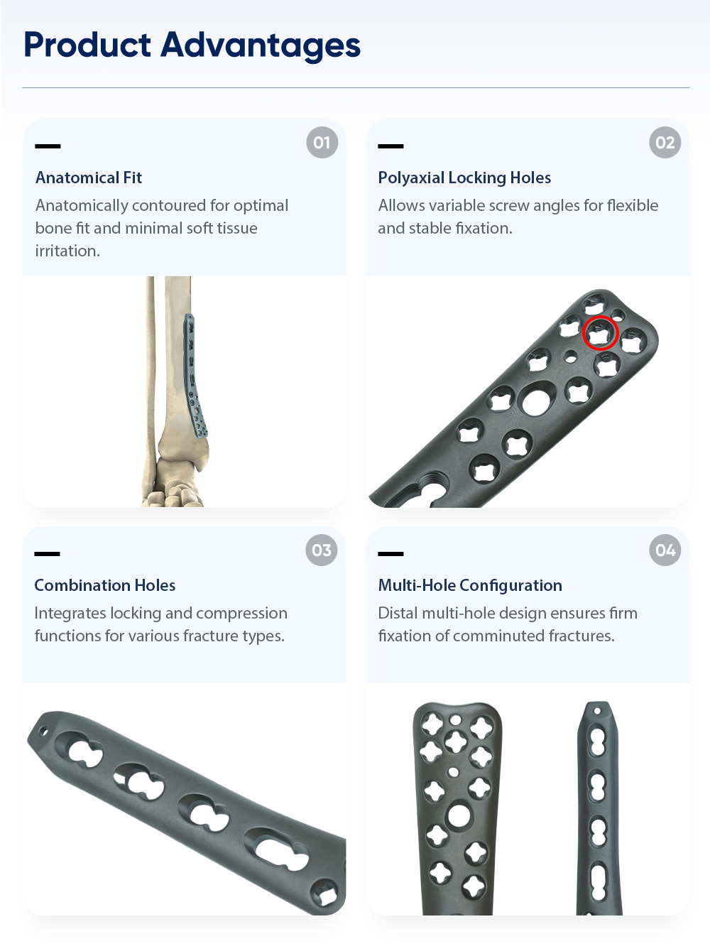 Placa poliaxial medial para tibia distal - Compre producto en XC Medico 