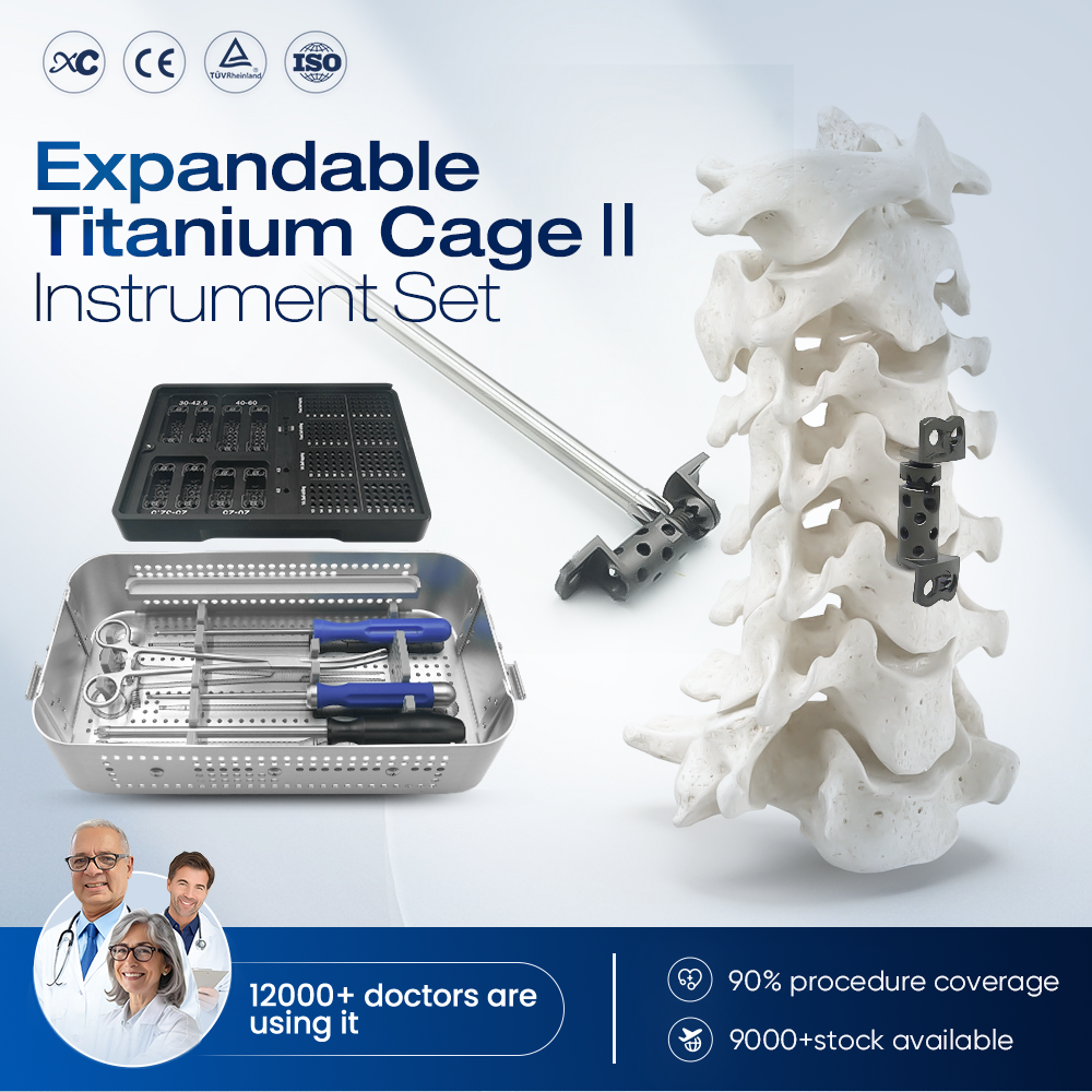 Instrumental extensible Titanium Cage II | Kit de plastia posterior de columna cervical | Juego de instrumentos XC Medico 