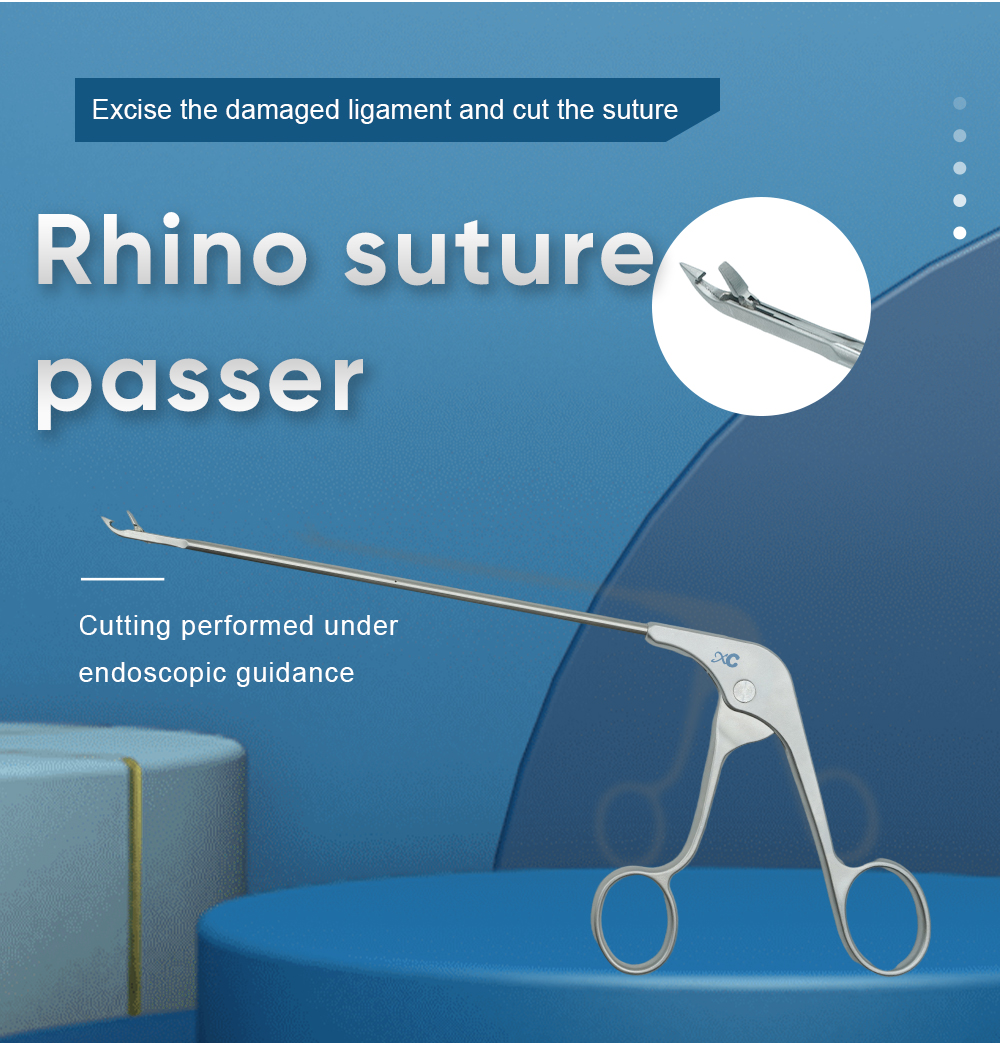 Estructura de pasador de sutura Rhino y mango ergon&oacute;mico