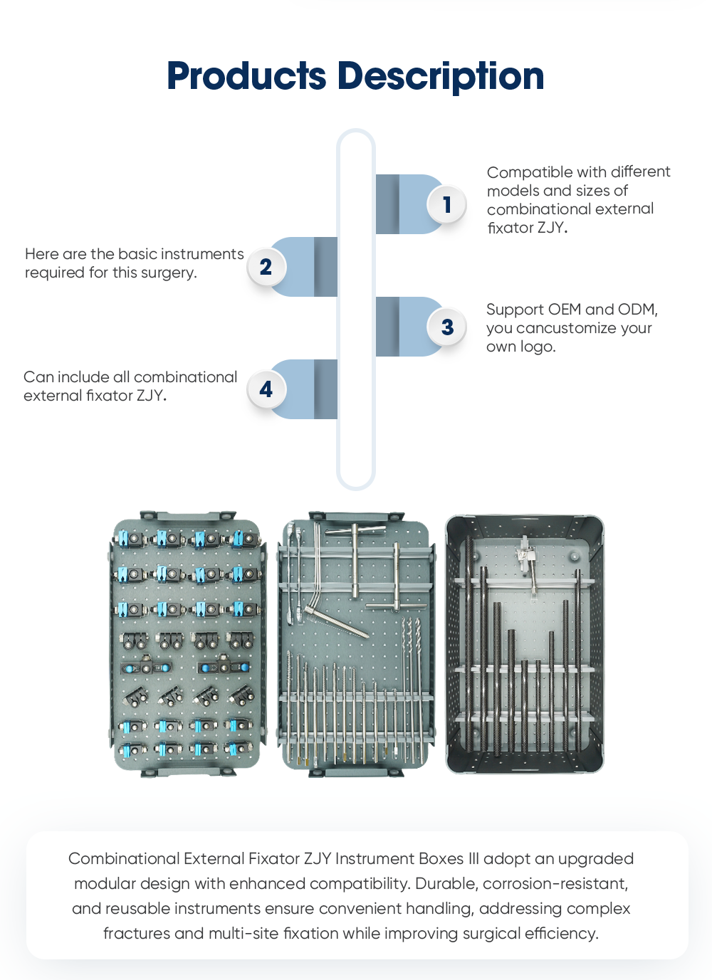 Fijador externo combinado JG2P ZJY Cajas de instrumentos III - Compre producto en XC Medico 