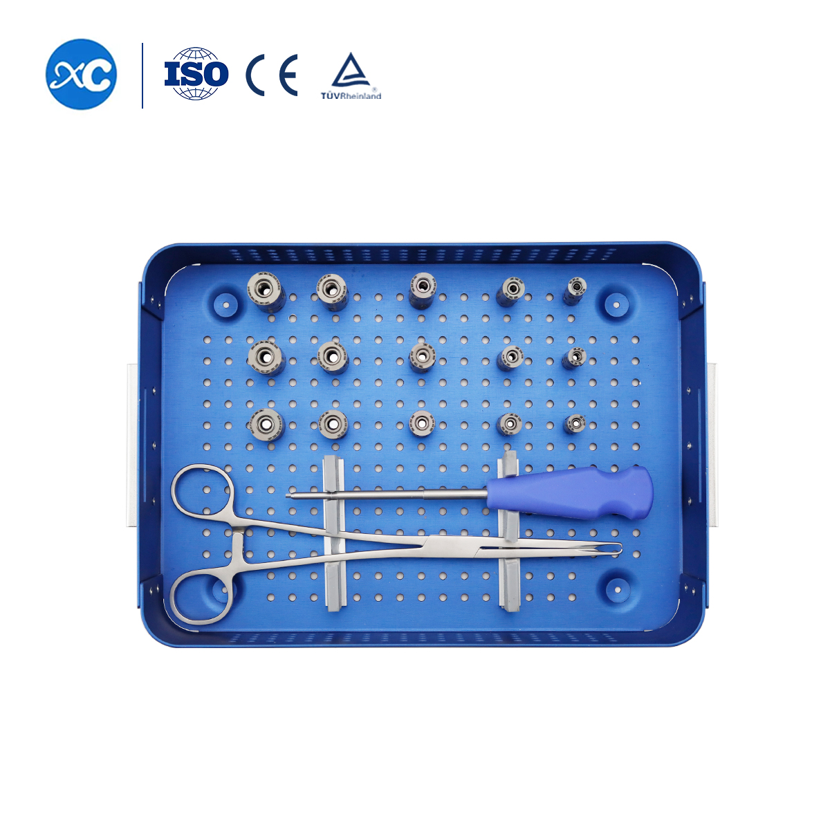 Conjunto de instrumentos con jaula de titanio expandible