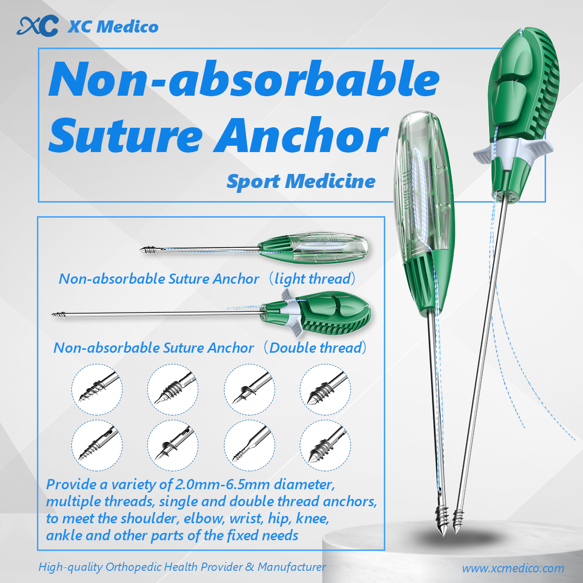 Ancla de sutura no absorbible