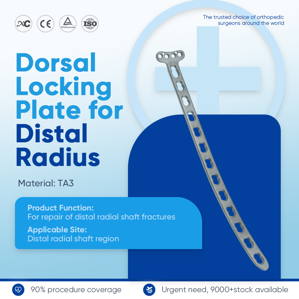 Placa de bloqueo dorsal para sistema de placa de titanio para radio distal