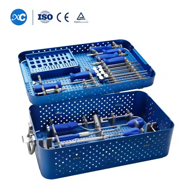 Jaula cervical Peek con juego de instrumentos con 2 tornillos de bloqueo