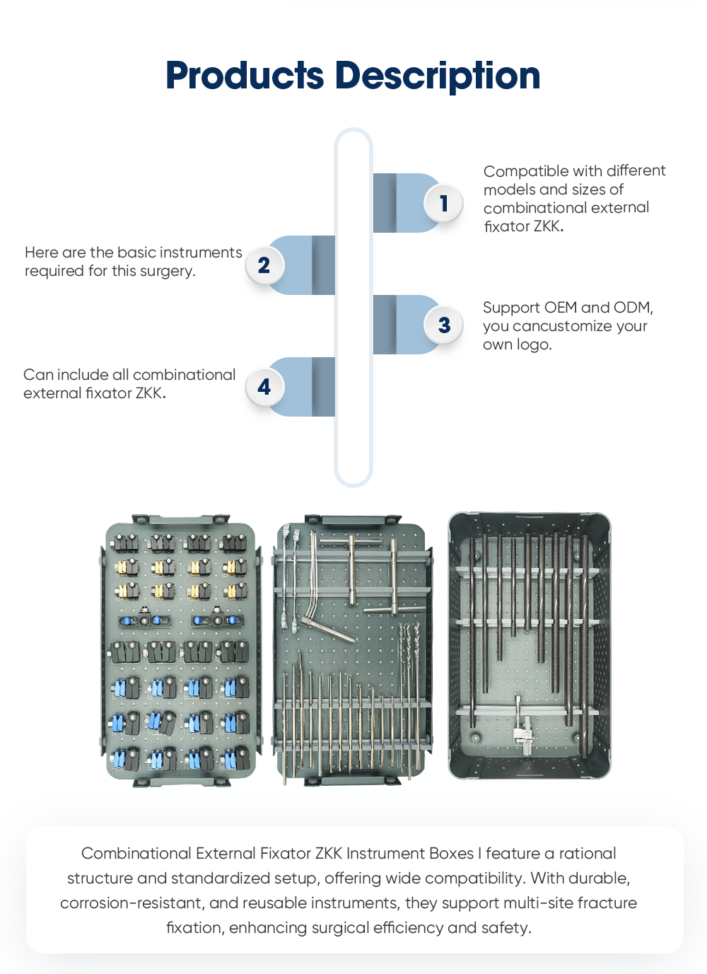 Fijador externo combinable JG1 ZKK Cajas de instrumentos I 