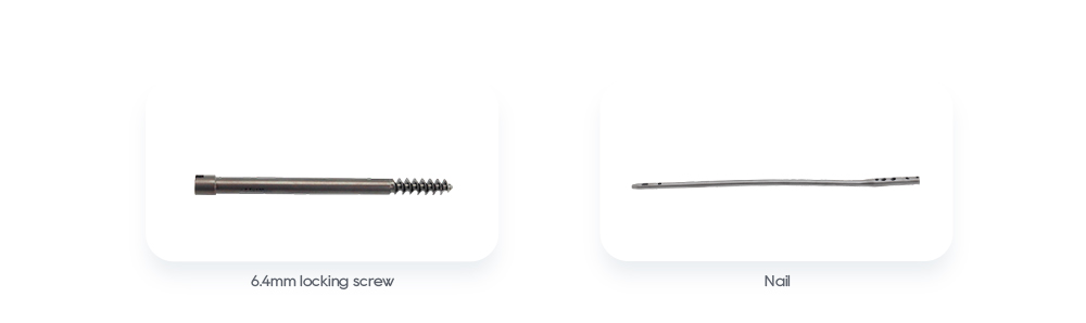 Implantes relacionados: Tornillo de bloqueo de 6,4 mm y clavo de reconstrucci&oacute;n femoral