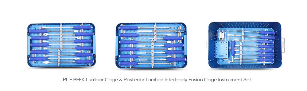 Caja de juego de instrumentos quir&uacute;rgicos con jaula lumbar PLIF PEEK