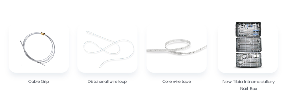productos relacionados con traumatismos: agarre de cable, bucle de alambre peque&ntilde;o distal, cinta de alambre central, caja de instrumentos