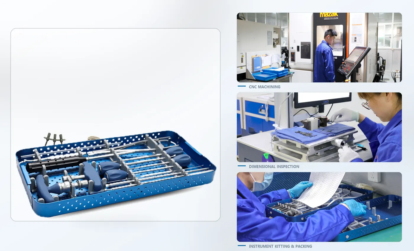 Implantes de columna XC Medico, instrumentos compatibles, mecanizado e inspecci&oacute;n dimensional