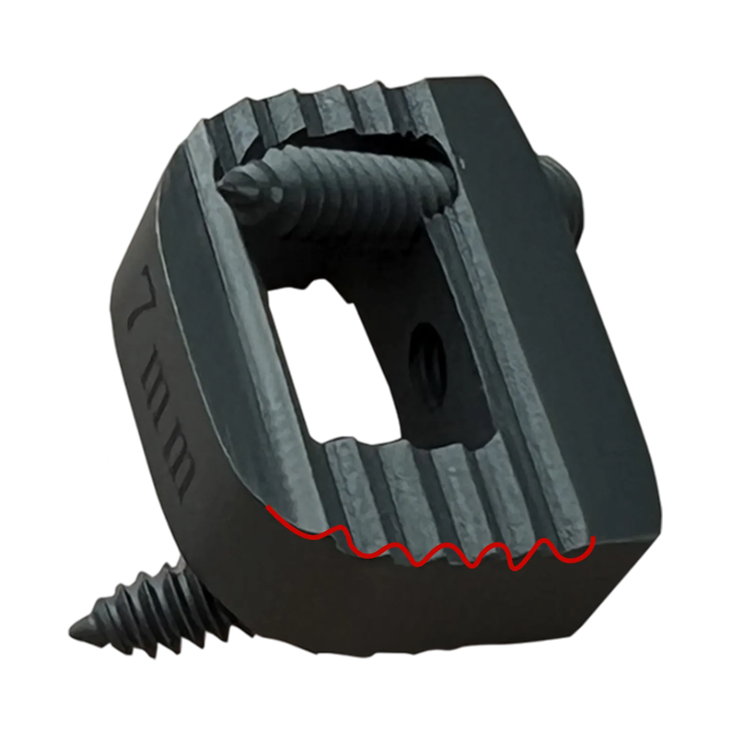 Detalle de rigidez y resistencia de la jaula cervical de titanio.