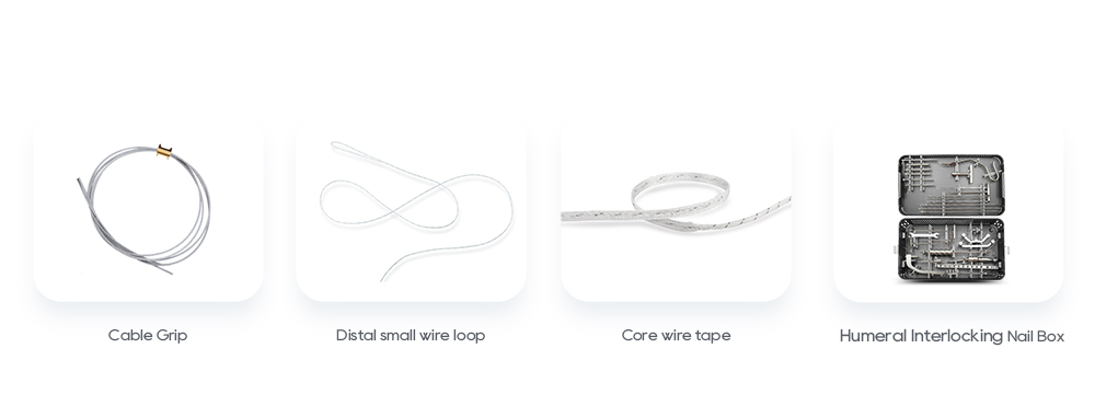 Productos ortop&eacute;dicos relacionados: Sujeci&oacute;n de cables, cinta de alambre central, caja de clavos entrelazados humerales