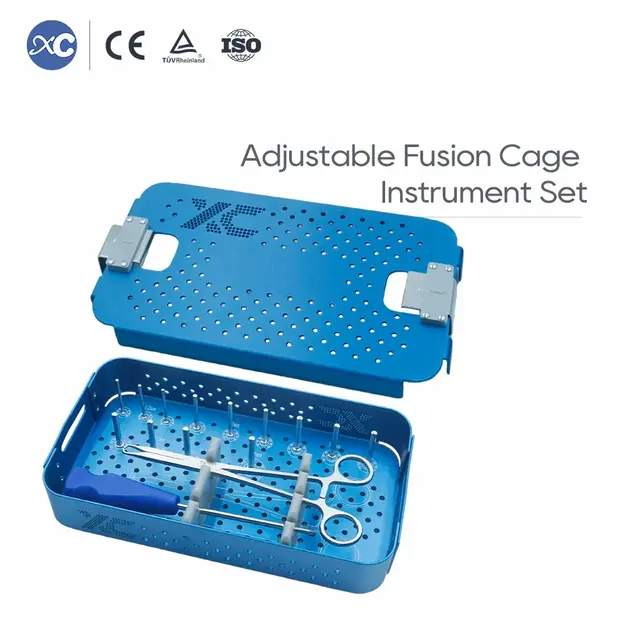 Conjunto de instrumentos de jaula de fusión ajustable para jaula de titanio expandible