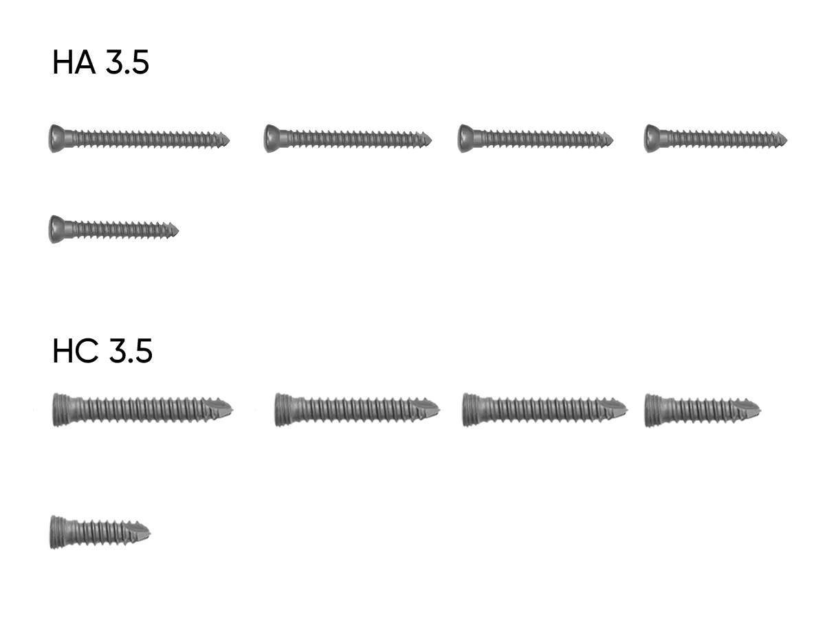 HA 3.5 cortical and HC 3.5 locking screw platforms