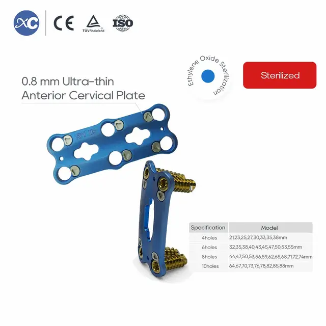 Sistema de placa cervical anterior ultrafina de 0,8 mm