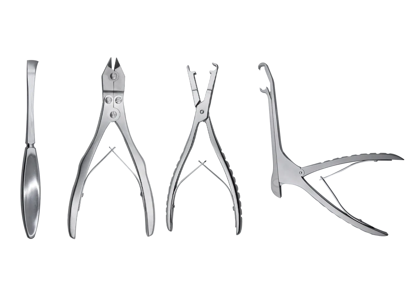 Rib reconstruction scissors elevators and compression pliers