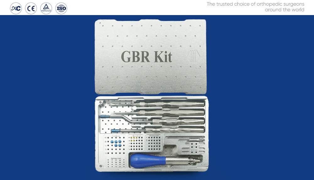 Kit GBR, juego de instrumentos para la regeneraci&oacute;n &oacute;sea guiada con tornillos de carpa, tornillos para huesos y destornillador en estuche de aluminio
