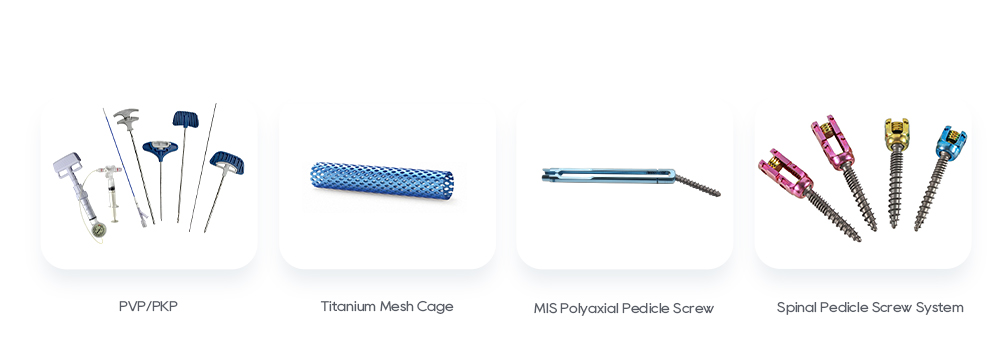 Recomendaciones de productos relacionados: PVP/PKP, jaula de malla de titanio, tornillo pedicular poliaxial MIS, sistema de tornillos pediculares espinales