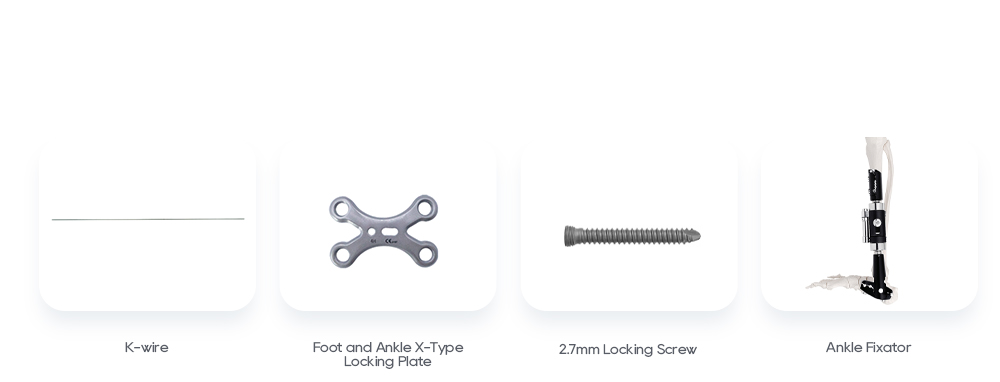 Productos relacionados: Cable de Kirschner, Placa de bloqueo multiaxial para fusi&oacute;n de la articulaci&oacute;n 1.&ordf; MTP, Tornillo de bloqueo de 2,7 mm, Fijador de tobillo