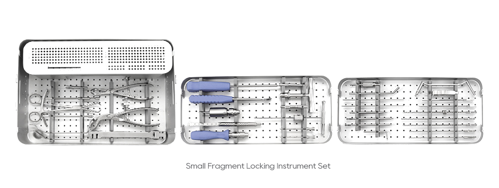 Configuraci&oacute;n de bandeja de instrumentos de bloqueo de fragmentos peque&ntilde;os multicapa para cirug&iacute;a de mu&ntilde;eca y antebrazo