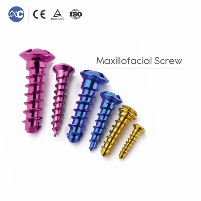 Sistema de tornillos maxilofaciales tornillos de fijación de titanio de 1,5 mm, 2,0 mm y 2,4 mm