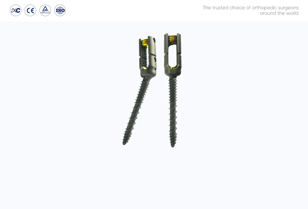 Tornillo pedicular poliaxial de reducci&oacute;n 5.5, tuerca de separaci&oacute;n, varilla curva MIS