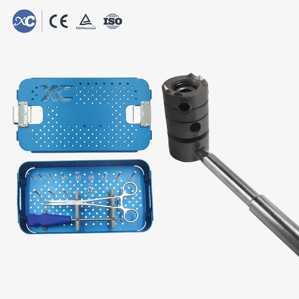 Conjunto de instrumentos de jaula de fusión ajustable para jaula de titanio expandible