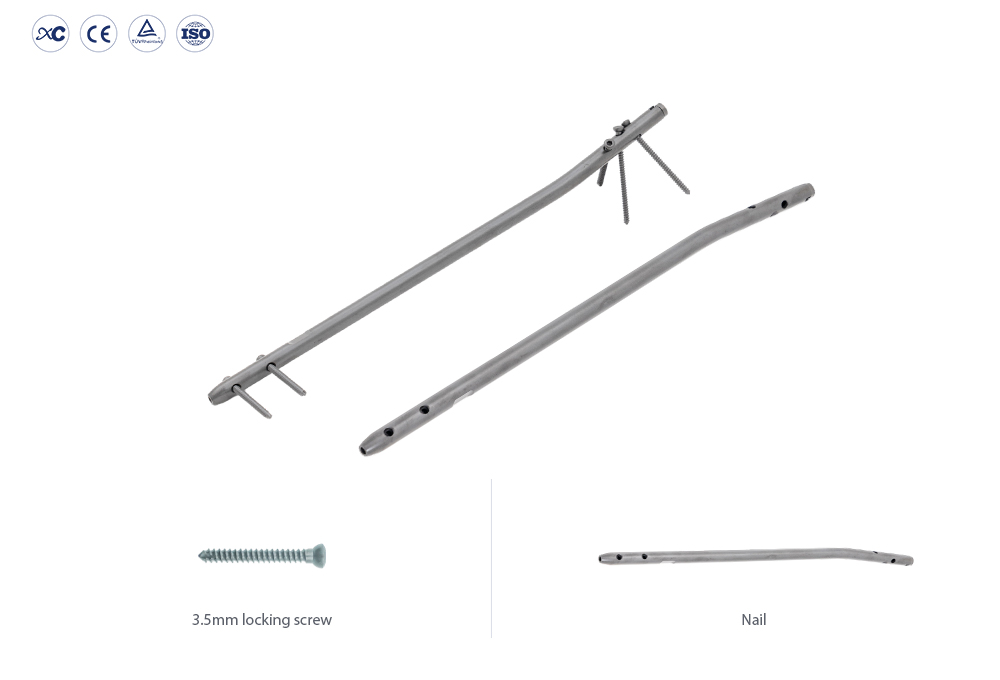 Clavo intramedular humeral con tornillos de bloqueo de 3,5 mm