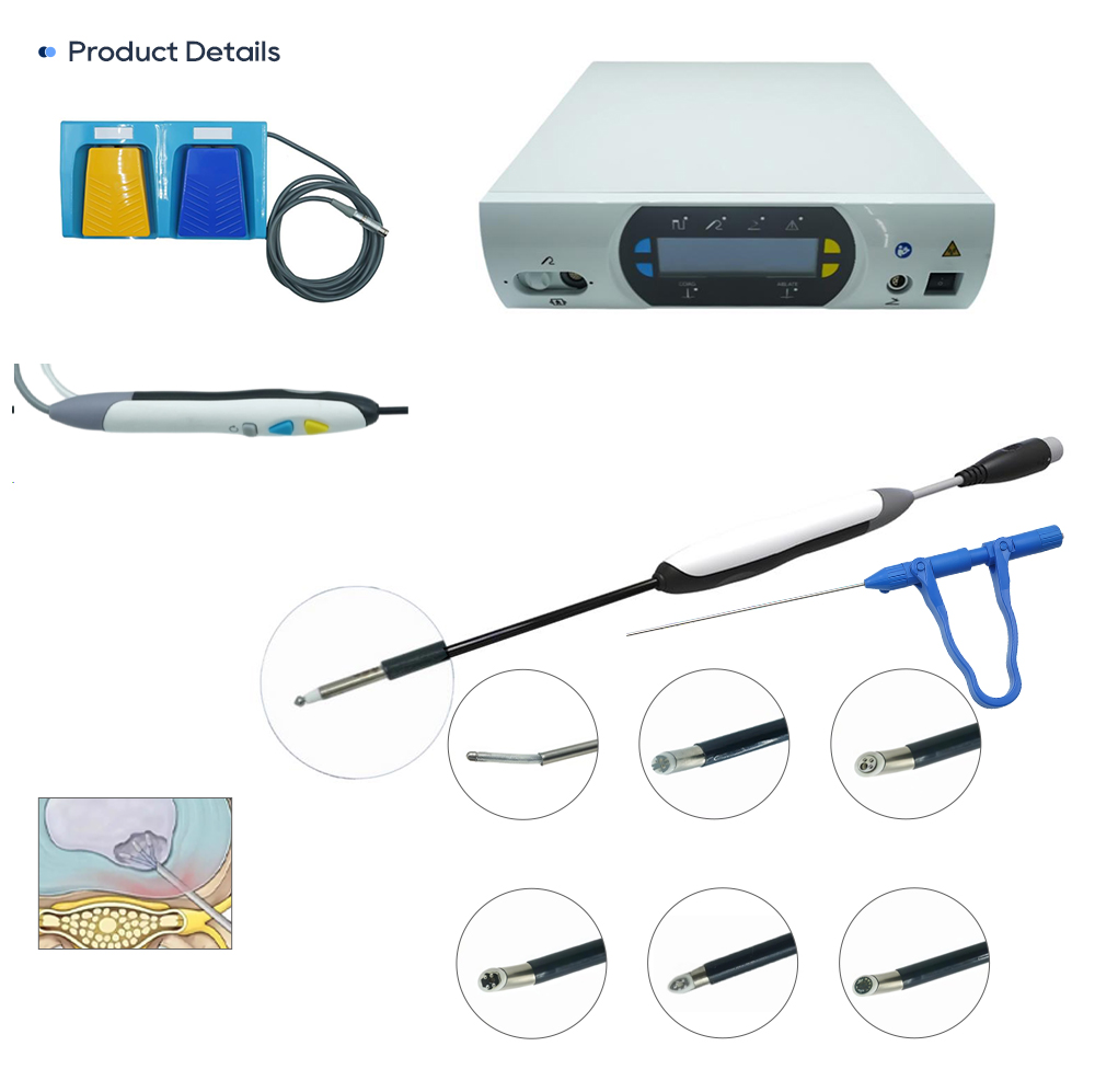 Funciones de interfaz de usuario del generador de radiofrecuencia de plasma, interruptor de pedal y varilla de electrodo