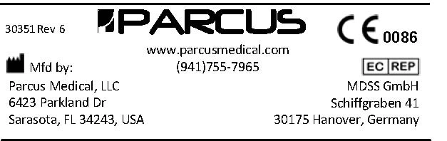 Parcus Medical hist&oacute;rico Etiqueta del fabricante