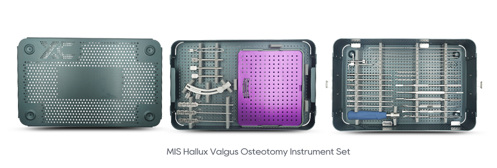 Juego de instrumentos para osteotom&iacute;a MIS Hallux Valgus Bandejas de esterilizaci&oacute;n