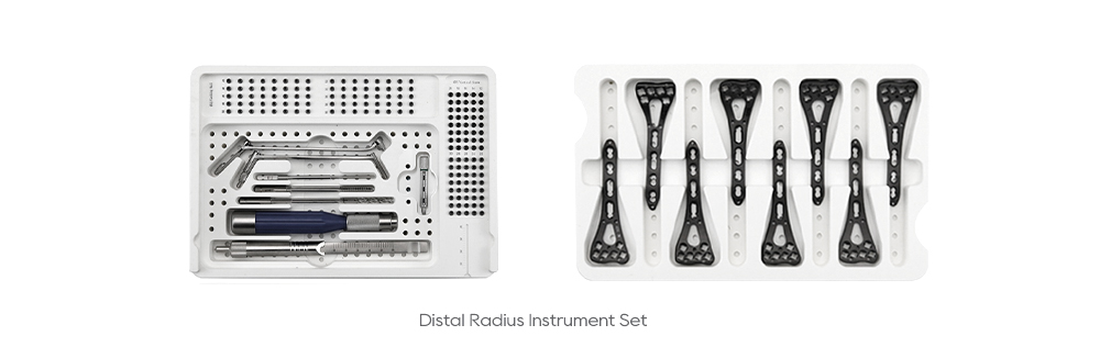 Juego de instrumentos quir&uacute;rgicos compatibles con fragmentos peque&ntilde;os para radio distal