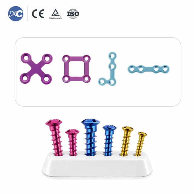 Sistema de tornillos maxilofaciales tornillos de fijación de titanio de 1,5 mm, 2,0 mm y 2,4 mm