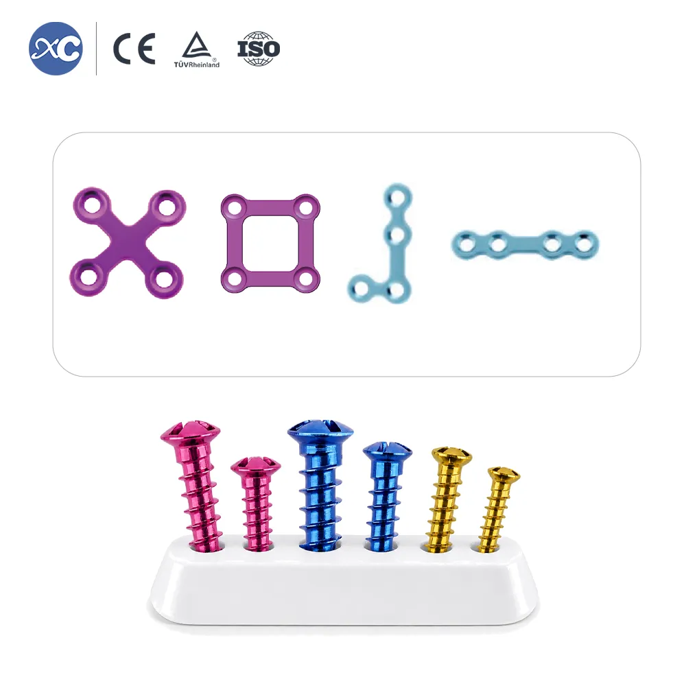 Sistema de tornillos maxilofaciales tornillos de fijación de titanio de 1,5 mm, 2,0 mm y 2,4 mm